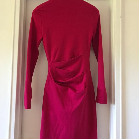 Artelier Nicole Miller Long Sleeve Ruched Shift Women's Dress Pink Size P - Picture 3 of 6